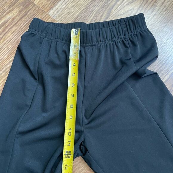 Women's Elastic High Waist Split Hem Flare Leg Long Pants Leggings M Black - Picture 8 of 9